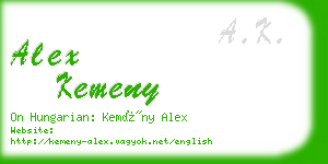 alex kemeny business card